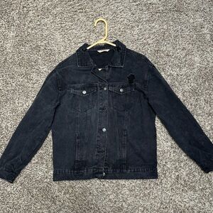 Distressed Denim Jacket, Women’s Size M, fits a bit loose